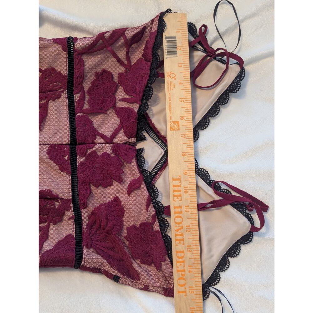 NWT Lulu's Alluring Dream Burgundy Floral Mesh Lace Trumpet Midi Dress Prom S - Picture 7 of 12